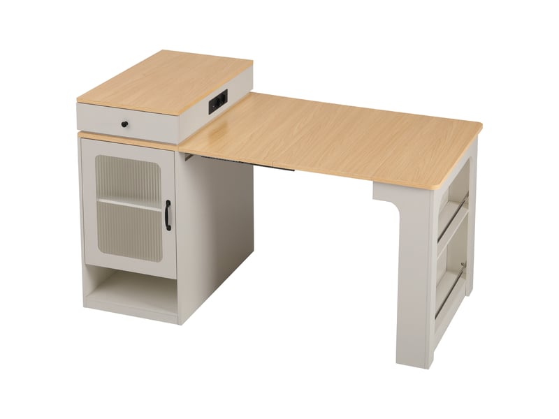  Îlot de cuisine 1 porte 2 tiroirs coloris blanc mdf Îlot de cuisine blanc - Conforama A