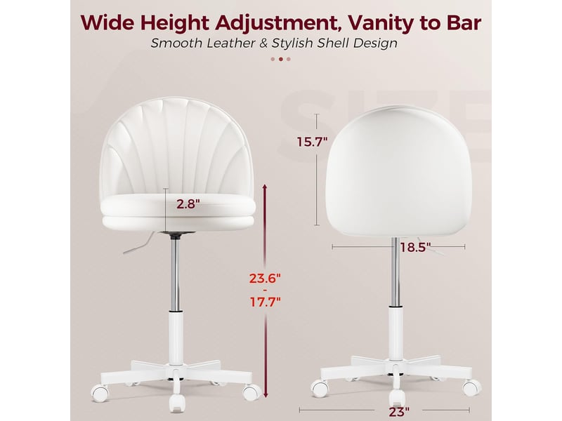  Gtplayer chaise de bureau domestique sans accoudoirs, avec dossier, hauteur réglable, cuir pu - blanc CH710-WT-PU - Conforama B