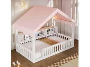 Lit cabane 90x200 cm BEAUNIV coloris blanc