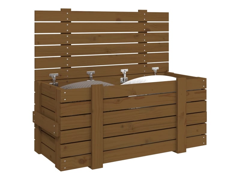  Boîte de rangement, coffre de rangement marron miel 91x40,5x42 cm bois massif pin  - Conforama D