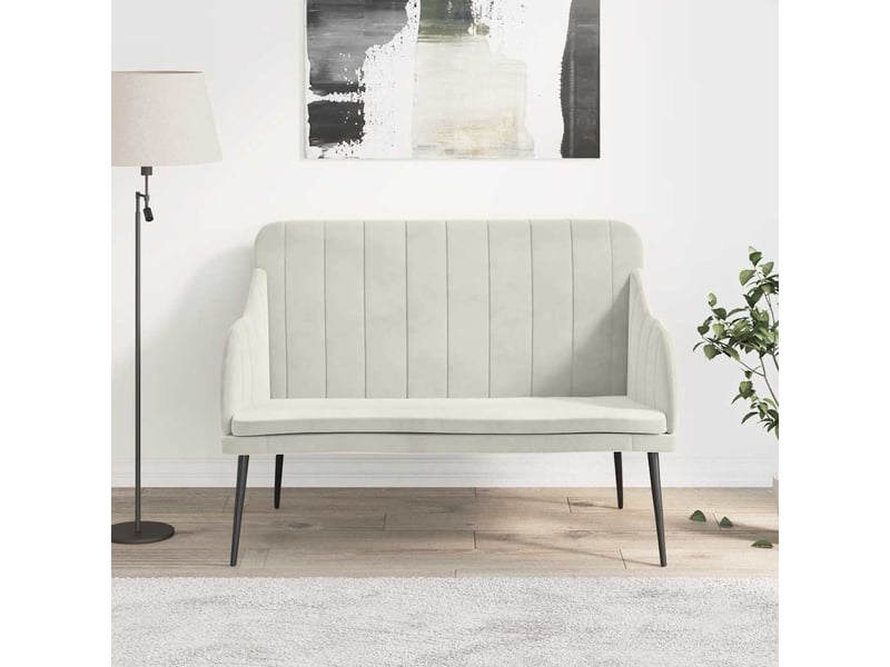  Banc chambre, banc de lit crème 110x76x80 cm velours  - Conforama B