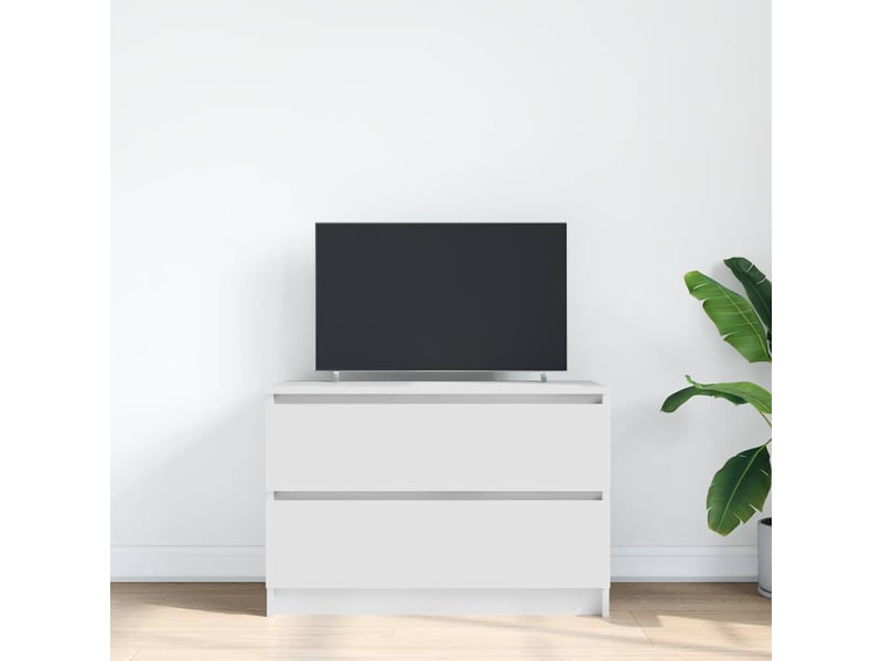  Meuble tv - banc tv - meuble de rangement blanc 80x35x54 cm bois d'ingénierie  - Conforama C