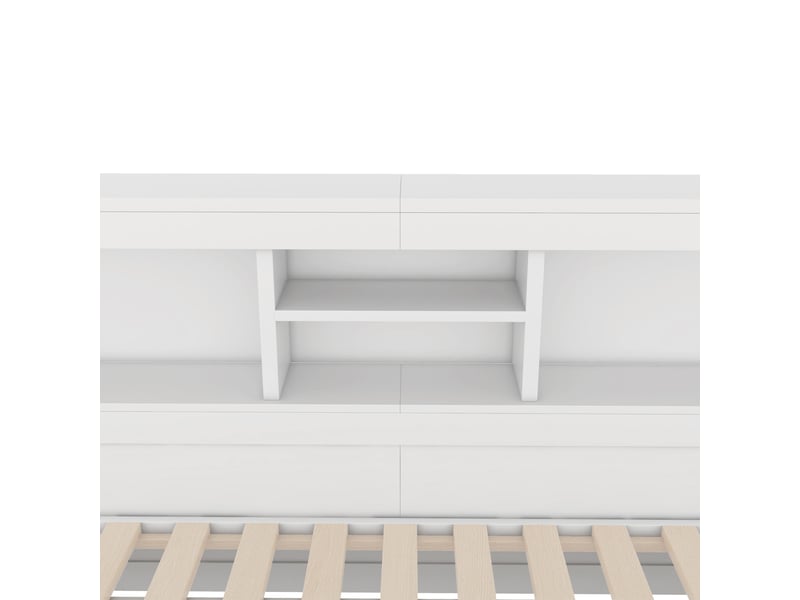  Lit banquette 90x200 blanc avec lit gigogne 90x190, éclairage led et prises usb  - Conforama W