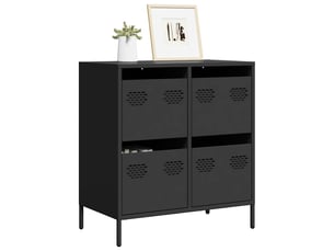 Buffet - bahut - meuble de rangement noir 68x39x73,5 cm acier laminé à froid