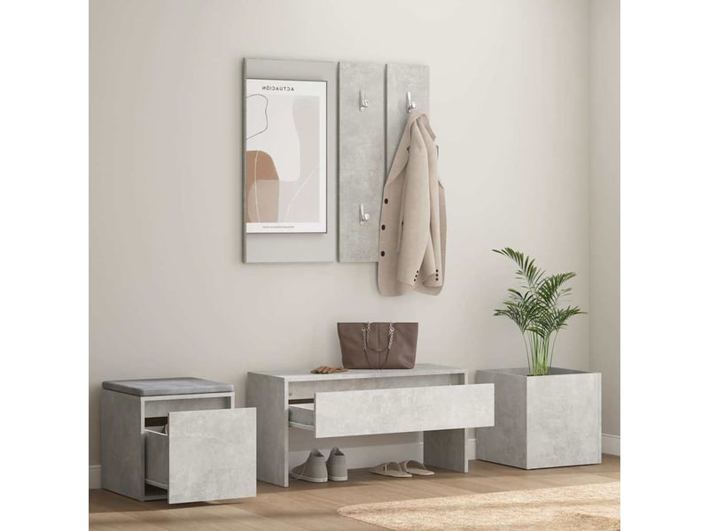  Ensemble de meubles de couloir gris béton bois d'ingénierie shl44012  - Conforama C