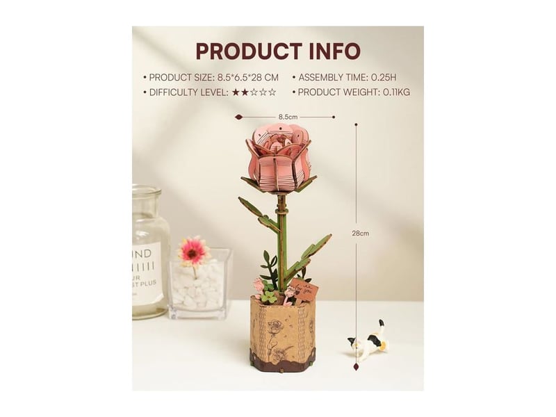 Klvgtifs pu - fleurs artificielles deco,puzzle 3d bois, construction adulte,cadeaux anniversaire femmes pour la saint-valentin & décor(rose) - Conforama B