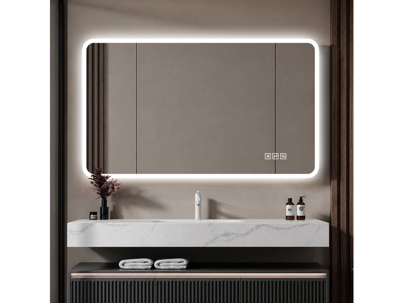  Miroir de salle de bain led 120x60 cm – argent – antibuée, 3 couleurs, variateur et mémoire ip44  - Conforama B