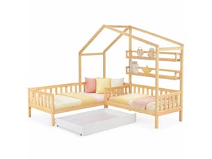 Lit cabane 90x200 cm coloris naturel