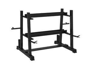 Support d'haltères 3 niveaux en acier noir, 200 kg, pour haltères, kettlebells, disques et barres, 131 x 75 x 80 cm