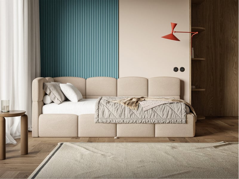  Selsey cloudy - lit rembourré - 170x185 cm - chenille beige - côté gauche Cloudy - Conforama B