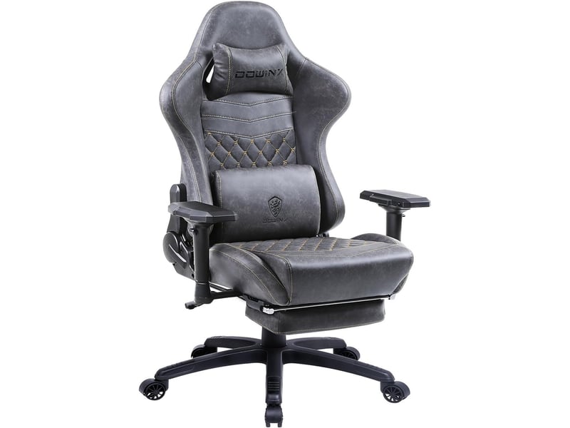  Fauteuil de bureau et gaming ergonomique – modèle large – fonction chauffage et massage – soutien lombaire – accoudoirs – repose-pieds – gris  - Conforama A