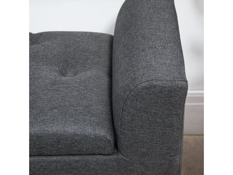  Banc de rangement 116 x 44 x 58 cm gris foncé en polyester, assise rembourrée avec coffre fermé  - Conforama D