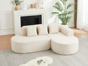 Canapé d'angle compressé droit fixe <strong>BGSRYAO</strong> <strong></strong> 4 places Velours beige