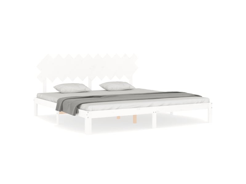  Lit double- lit adulte -  cadre de lit sans matelas blanc 200x200 cm bois massif de pin  - Conforama A