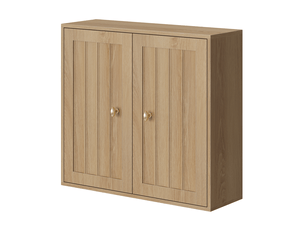 Armoire de salle de bain murale avec 2 portes et rangement fermé, poignées dorées, coloris chêne, 61,5 × 20 × 56 cm