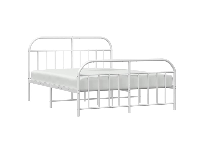  Lit double- lit adulte -  cadre de lit métal sans matelas et pied de lit blanc 150x200 cm  - Conforama D