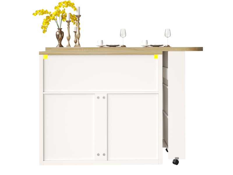  Table de bar extensible 135x205x39x100 cm avec rangement led mdf blanc  - Conforama D