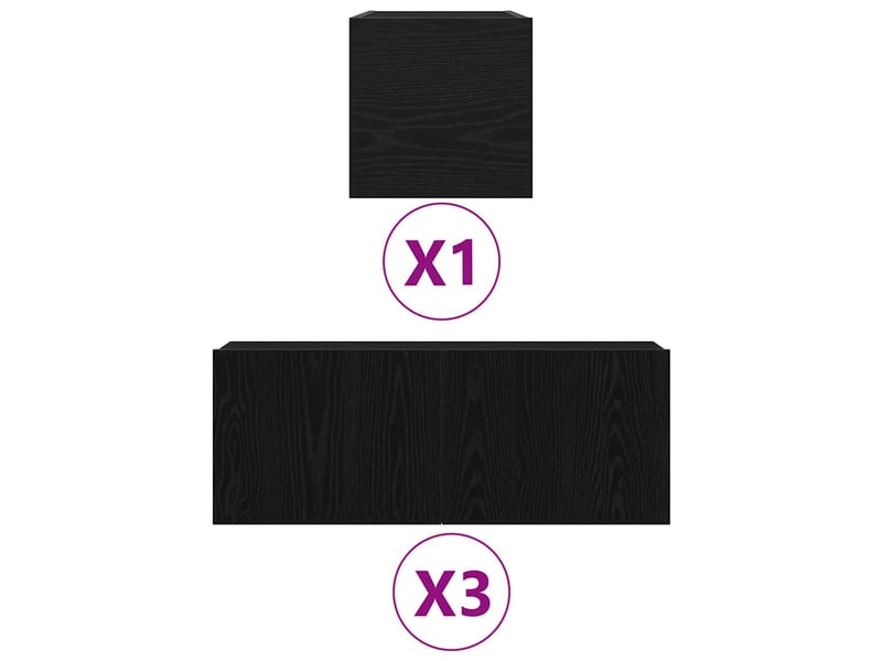  Ensemble meuble tv - banc tv - meuble de rangement 4 pcs chêne noir bois d'ingénierie  - Conforama D