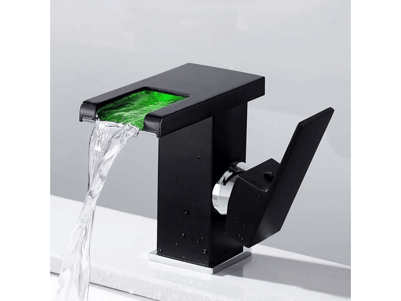  Robinet de salle de bain cascade led, noir  - Conforama B
