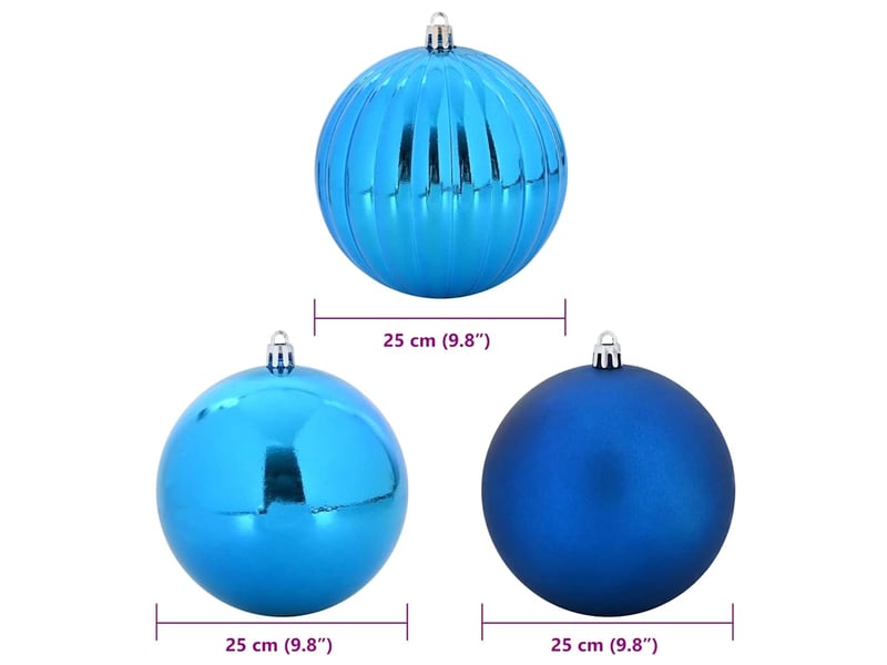  Ensemble de boules de noël xxl 3 pcs bleu ø 25 cm plastique  - Conforama E