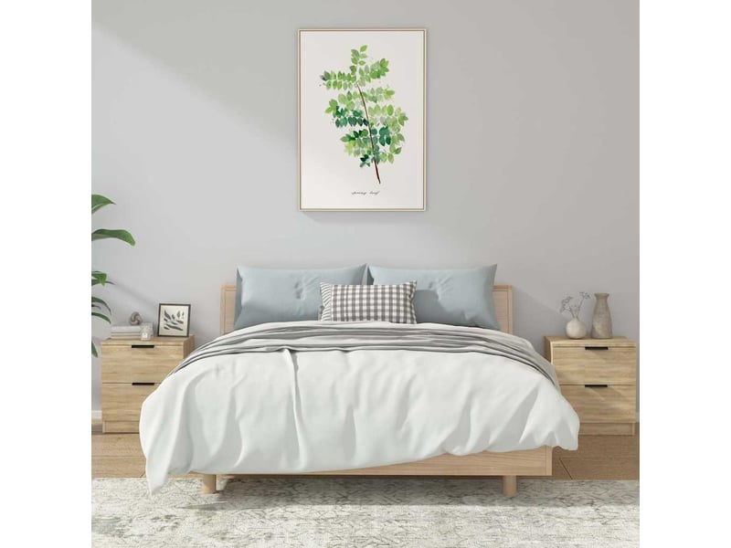  Vidaxl tables de chevet chêne sonoma bois ingénierie commode rangement 45x39x50cm chambre coucher  - Conforama B