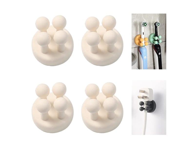  Lot de 4 crochets adhésifs blancs, porte- sans perçage, support pour brosse à dents, de pour femme, (blanc  - Conforama A