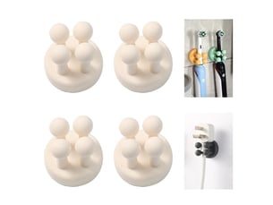 Lot de 4 crochets adhésifs blancs, porte- sans perçage, support pour brosse à dents, de pour femme, (blanc