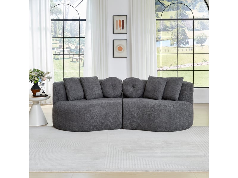  Canapé modulable 3 places modenvie en chenille gris anthracite avec 6 coussins  - Conforama E