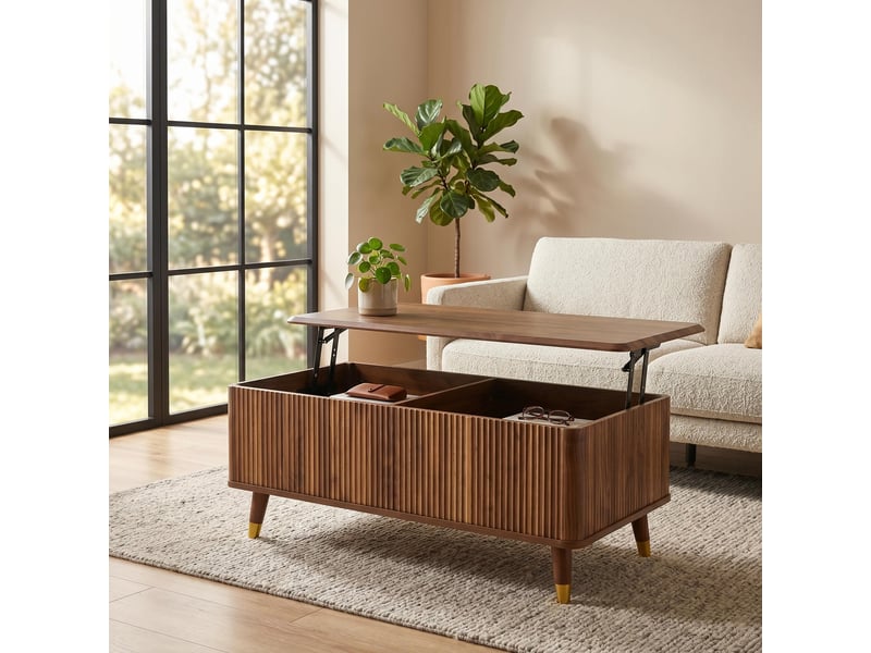  Table basse relevable effet noyer 97x52cm  - Conforama C