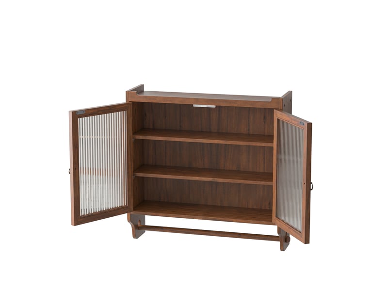 Armoire murale modèle vintage glass, marron, 2 portes vitrées, 3 niveaux - Conforama E