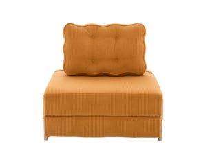 Fauteuil-lit tcqpz convertible 1 place en velours côtelé orange 90 x 86 x 84 cm