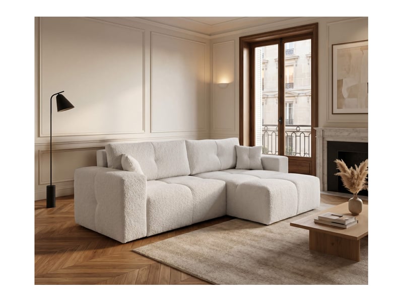  Celine - canapé d'angle convertible et réversible 4 places en bouclette  - Conforama B