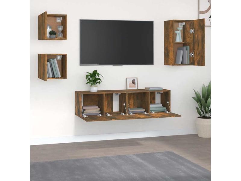  Ensemble de meubles tv 5 pcs chêne fumé bois d'ingénierie shl35076  - Conforama C