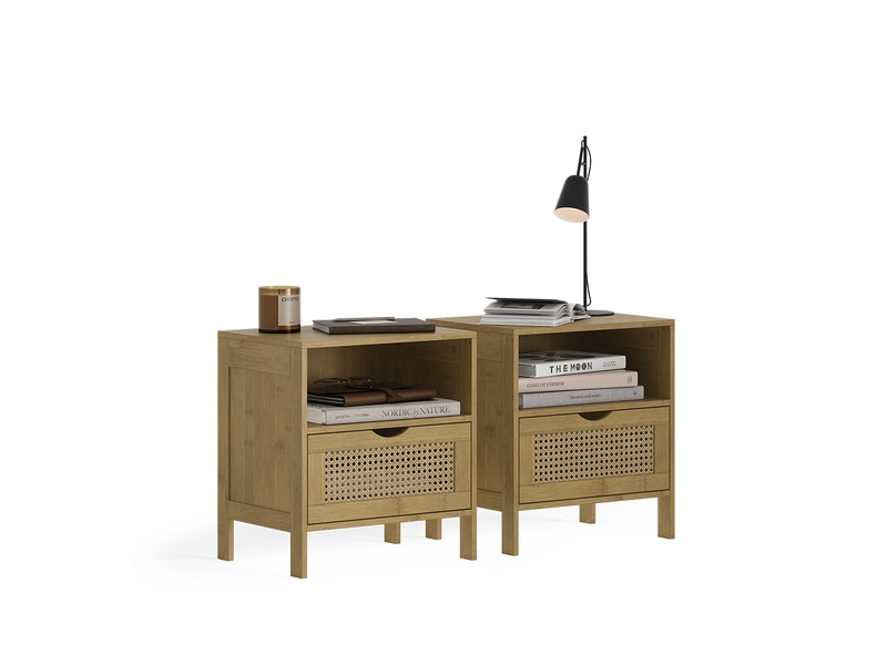  Vicco table de nuit, bambou, 40x44cm lot de 2  - Conforama E