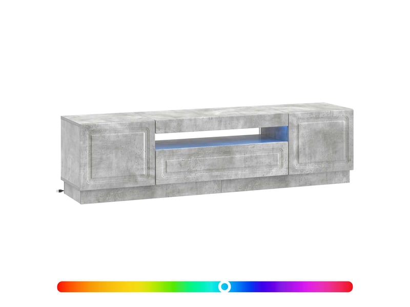  Meuble tv - banc tv - meuble de rangement led gris béton bois d'ingénierie  - Conforama C