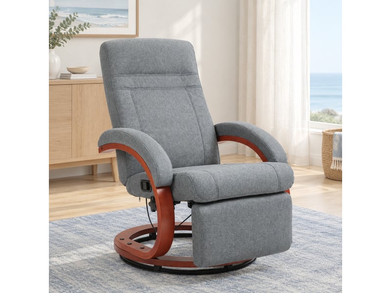 Fauteuil relax électrique pivotant,avec repose-pieds,polyester,gris - Conforama B