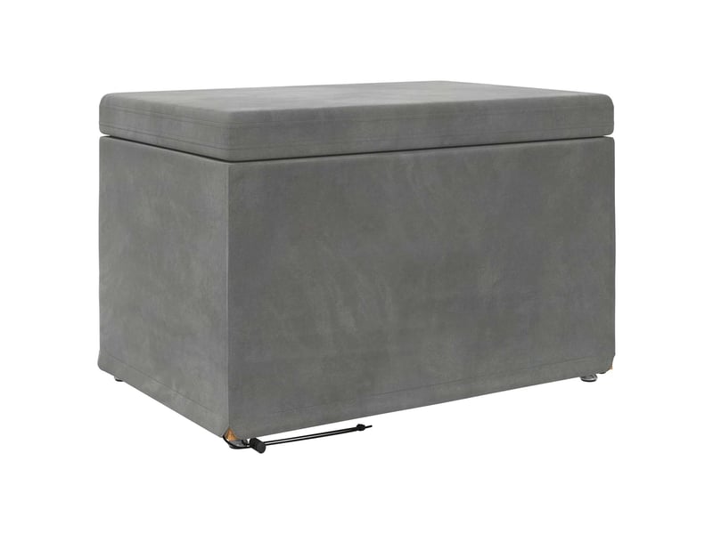  Tabouret bas, ottoman gris foncé 61x41x40 cm velours et bois composite  - Conforama A