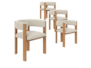Lot de 4 chaises de salle à manger 47x48x72,5 cm, beige+naturel, garnissage épais, meuble cuisine, meuble salon, métal