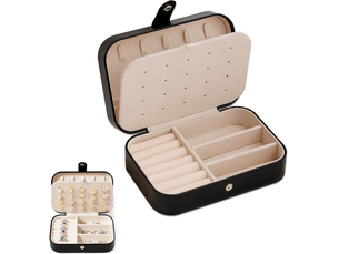 Organisateur de bijoux, boîte à bagues, plateau à bijoux avec couvercle et serrure pour bague, boîtes de rangement de bijoux noires