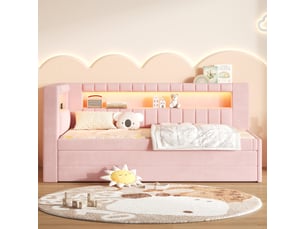 Lit gigogne 90x200 cm <strong>OKMYHOME</strong>  <strong></strong> coloris rose