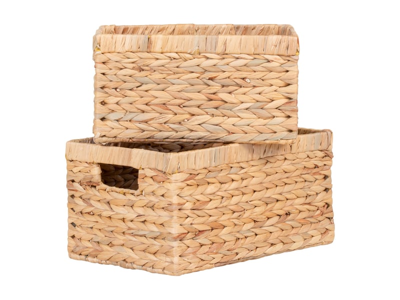  Lot de 2 paniers rectangulaires passo en jacinthe d'eau naturelle - tailles assorties  - Conforama B