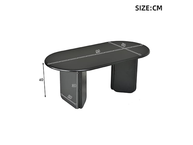  Table basse ovale 99x50x40 cm noire en mdf, pieds décoratifs arrondis et charge 40 kg Fay Lum - Conforama C