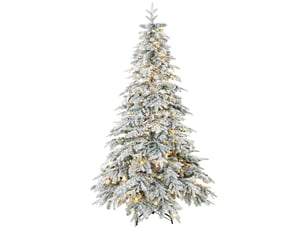 Sapin de noël artificiel 180 cm lumineux enneigé vert et blanc