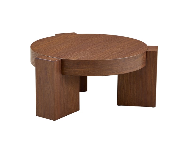 Set de tables basses séparables, verre brun transparent et mdf effet noyer, design modulable - Conforama D