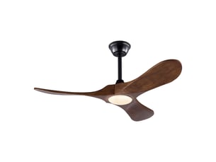 Ventilateur de plafond 106 cm éclairage led 3 pales bois massif noyer et noir réversible 6 vitesses télécommande