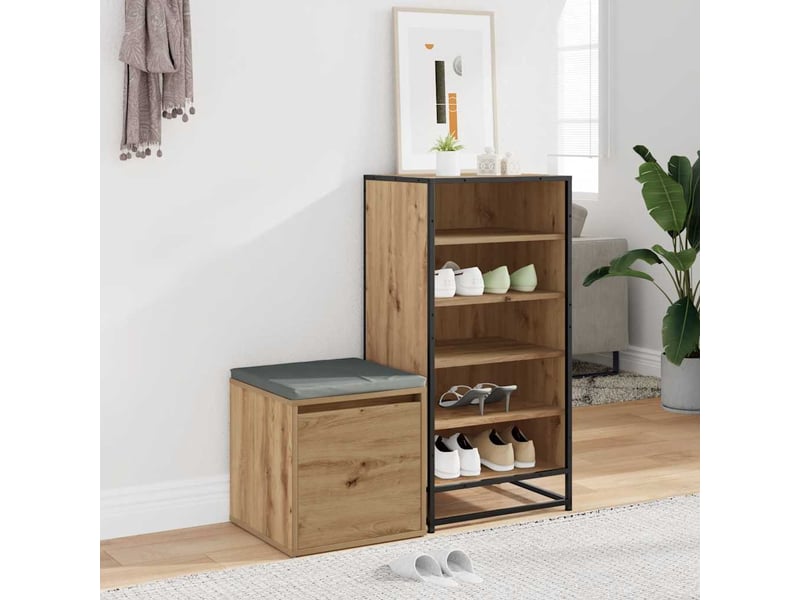  Boîte de rangement bureau chêne artisanal 40,5x40x40 cm bois d'ingénierie  - Conforama B