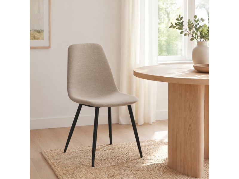 Chaises de salle à manger lot de 2  - pieds en métal antirouille, tissu anti-taches - blanc  - Conforama C