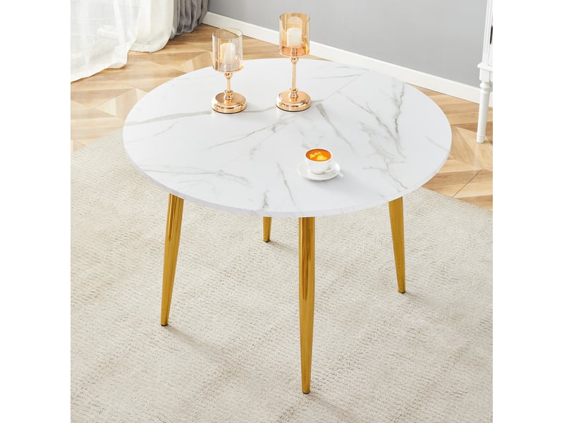 Table a manger ronde extensible 107-137 cm, table ovale moderne mdf et metal blanc - Conforama B