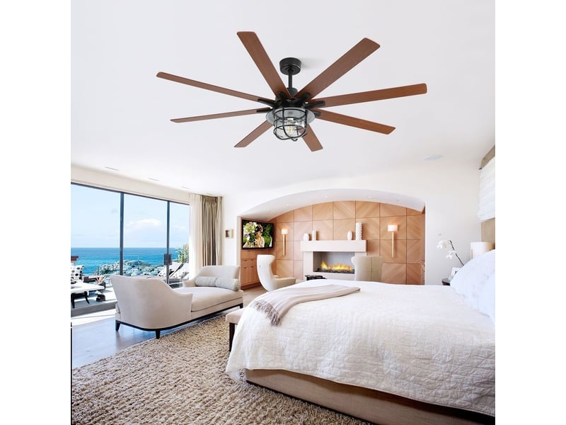  Ventilateur de plafond - avec éclairage led - mdf - noir - 168 x 168 x 30.8 cm - installation au plafond - salon et chambre EU-KBS-66K004-BK-DC-SS-60-W - Conforama D