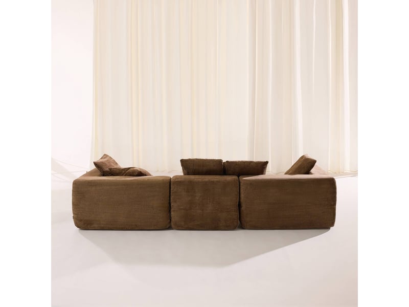  Canapé modulable tissu chenille 4 places marron - movi  - Conforama E